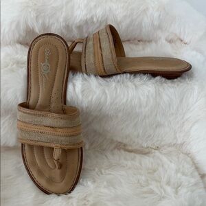 Born Crown leather sandals with linen like trim